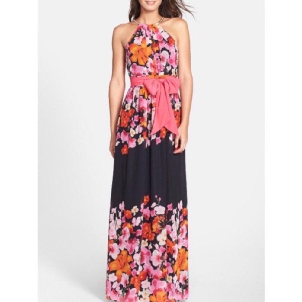 Eliza J 6P Floral Halter Neck Maxi Dress